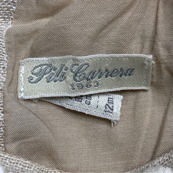 Pili Carrera Baby's Beige White Linen Dress Size 12 Months - Picture 11 of 14